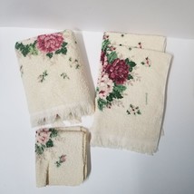 5 Pc Bath Towel Set Franco Fringe Floral 2 Washcloth 2 Hand and 1 Bath Towels - £19.14 GBP
