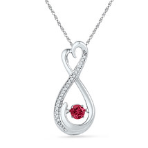 10kt White Gold Womens Round Lab-Created Ruby Moving Twinkle Solitaire Infi - £156.46 GBP