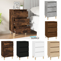 Modern Wooden Bedside Table Cabinet Unit Nightstand With 3 Drawers Wood Legs - £48.43 GBP+