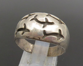 925 Sterling Silver - Vintage Carved Five Sharks Dome Ring Sz 10.5 - RG25278 - £28.42 GBP
