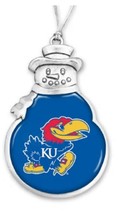 57470 Kansas Jayhawks Snowman Christmas Ornament - £12.21 GBP