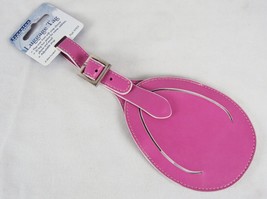 Travelon Leather Luggage Tag ~ Large Pink Paddle w/Metal Buckle &amp; Snap Closure - £10.14 GBP