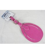 Travelon Leather Luggage Tag ~ Large Pink Paddle w/Metal Buckle &amp; Snap C... - £10.02 GBP