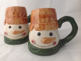 2 Large WCL Snowman Mugs for Coffee Hot Cocoa - $14.95