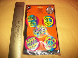 Fashion Holiday Halloween Costume Prop Hippie Buttons 5 Pc Set Peace Lov... - $90.09 MXN