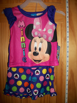 Disney Baby Clothes 12M Minnie Mouse Pajama Shorts Set Infant Girl Sleepwear Top - £11.38 GBP