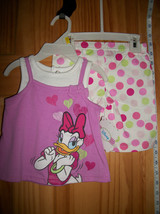 Disney Baby Clothes 0M-3M Daisy Duck Newborn Set Pink Polka Dot Shorts Outfit - £11.31 GBP