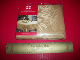 Home Holiday Table Cloth 60 x 84 Oblong Gold Damask Christmas Linen Tabl... - $263.26 MXN