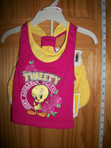 Looney Tunes Baby Clothes 12M Infant Girl Top Outfit 2 Pc Tweety Bird Skort Set - £12.71 GBP