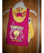 Looney Tunes Baby Clothes 12M Infant Girl Top Outfit 2 Pc Tweety Bird Sk... - £12.69 GBP