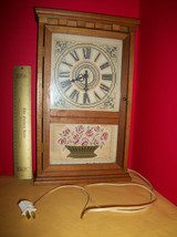 Home Treasure Shelf Clock 1966 Folk Art Wood Cross Stitch Rose Craft Time Piece - £37.95 GBP