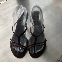 EUC MICHEL PERRY Brown Suede Thong Slides SZ 7.5 - $1,086.97 MXN