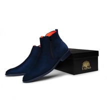 Men's TAYNO Chelsea Chukka Soft Micro Suede Zip up Boot Coupe S Navy image 4