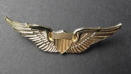 Us Army Aviation Basic Gold Colored Aviator Wings Lapel Pin Badge 2.6 Inches - $6.67