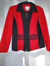 Peri Petites Suit Jacket Coat Red &amp; Black Button up Blazer Size 10 Petite - £12.39 GBP