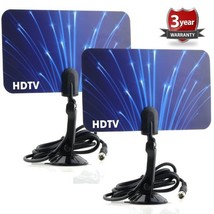 2 Digital Flat Thin Leaf Tv Antenna HDTV Antenna UHF/VHF FM Radio 2x Two... - $18.10