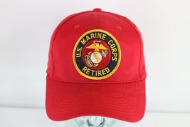 Vintage 90s Spell Out United States Marine Corps Retired Snapback Hat Cap Red - £15.78 GBP