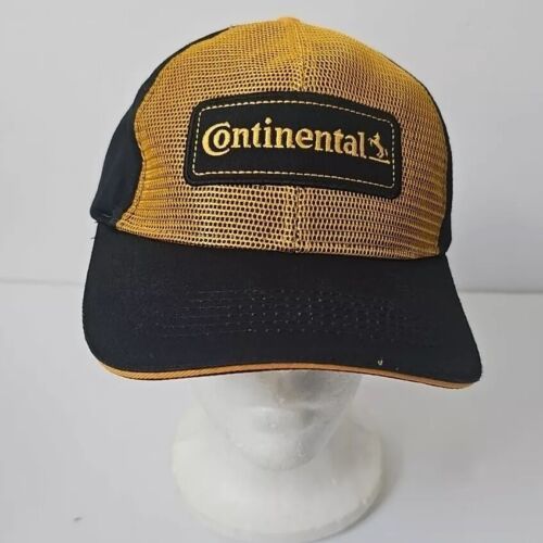 CONTINENTAL TIRE RACING BLK &amp; YELLOW 2 PANEL MESH BASEBALL CAP HAT ADJUS... - $14.80