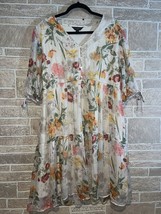 Mlle Gabrielle Floral print coquette Boho metallic thread dress size xl - $21.78