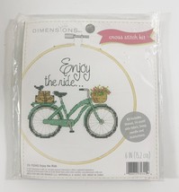 Counted Cross Stitch Kit Dimensions Bicycle 6&quot; Round &quot;Enjoy the Ride&quot; New - $5.89