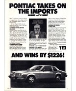 1980 Pontiac Sunbird 2 Door Coupe Vintage Print Ad 80s Compact Car Wall Art - $10.97