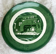 Colonial Homestead by Royal Plate Green - 10&quot; Diameter - Primitive Kitchen Scene - £11.23 GBP