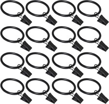 16 Pack Curtain Rings with Clips, Window Clip Rings Black Curtain Hooks Hangers - £9.45 GBP