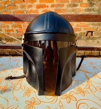 Star Wars Mandalorian Black Helmet For Larp / Costume play perfect for gift. - £91.89 GBP