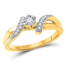 10k Yellow Gold Round Diamond Solitaire Promise Ring 1/10 Ctw - £363.22 GBP