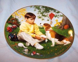 1991 Boy & Dog Plate-Danbury Mint-Children of the Week-Wednesday's Child - $14.00