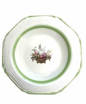 Woods And Sons Berry Bowl Green White Floral Octogon Burslem England Vintage - £4.60 GBP