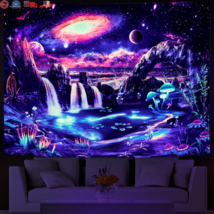 Blacklight Galaxy Tapestry Trippy Planet Fantasy UV Reactive Waterfall Landscape - £14.86 GBP+