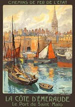La Cote D&#39;Emeraude - Le Port De Sainte-Malo - 1930&#39;s - Travel Poster Magnet - £9.58 GBP