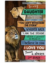 Daughter &amp; Father Lion Poster Unframed Wall art Printing Decor Gift Love Dad - £15.57 GBP