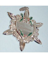 Gorham Our First Christmas Silverplate Heart Ornament Holly &amp; Berry 2005... - $9.80