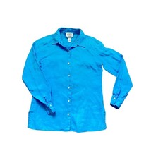 Talbots Irish Linen Shirt Womens Size 6 blue Long Sleeve - $13.86