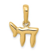 14K Yellow Gold Chai Life Pendant Jewish Jewelry 18.9mm x 12.4mm - £111.55 GBP