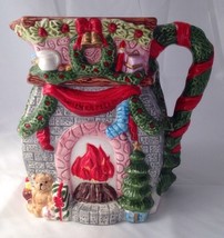 Christmas Fireplace Mantel Decorative Pitcher LR 1996 High Gloss Ceramic... - £23.73 GBP