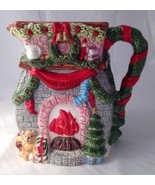Christmas Fireplace Mantel Decorative Pitcher LR 1996 High Gloss Ceramic... - £23.91 GBP