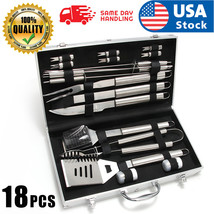 Usa Bbq Grill Tool Set- 18 Piece Stainless Steel Barbecue Grilling Acces... - $75.04