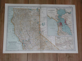 1902 ANTIQUE MAP OF NORTHERN PART OF CALIFORNIA SAN FRANCISCO / YOSEMITE... - $26.37