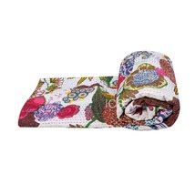 Fruit Print Kantha Quilt Indian Handmade Throw Reversible Blanket Bedspread Cott - £38.35 GBP+