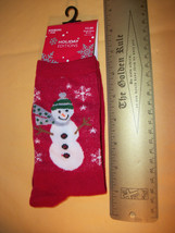 Fashion Holiday Women Socks Pair Red Sz 9-11 Snowman Christmas Anklet Accessory - £2.28 GBP