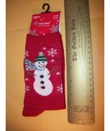 Fashion Holiday Women Socks Pair Red Sz 9-11 Snowman Christmas Anklet Ac... - $2.84