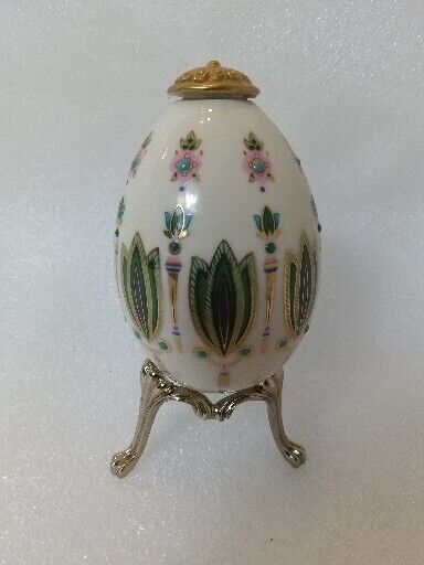 Lenox China Treasures Collection Porcelain Egg w/ Gold Metal Stand 1994 - £14.78 GBP