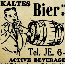 1945 WW2 German-USA Eichler&#39;s Beer Advertisement Active Beverage Co Bron... - $24.99