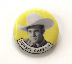 Sunset Carson 1.25&quot; Vintage Western Movie Star Pin-Back Button Republic Pictures - £5.59 GBP