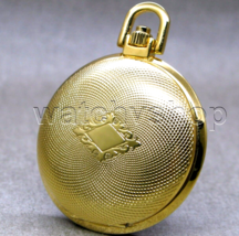 Pocket Watch Gold Color for Men Brass Case 42 MM Roman Nrs with Fob Chain  P257 - £17.57 GBP