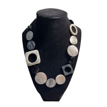 Vintage Geometric Mother of Pearl Magnetic Clasp Black, Grey, White Neck... - £12.18 GBP