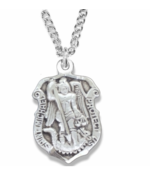 STERLING SILVER ST. MICHAEL BADGE SHIELF PATRON OF POLICE MEDAL NECKLACE... - £63.75 GBP